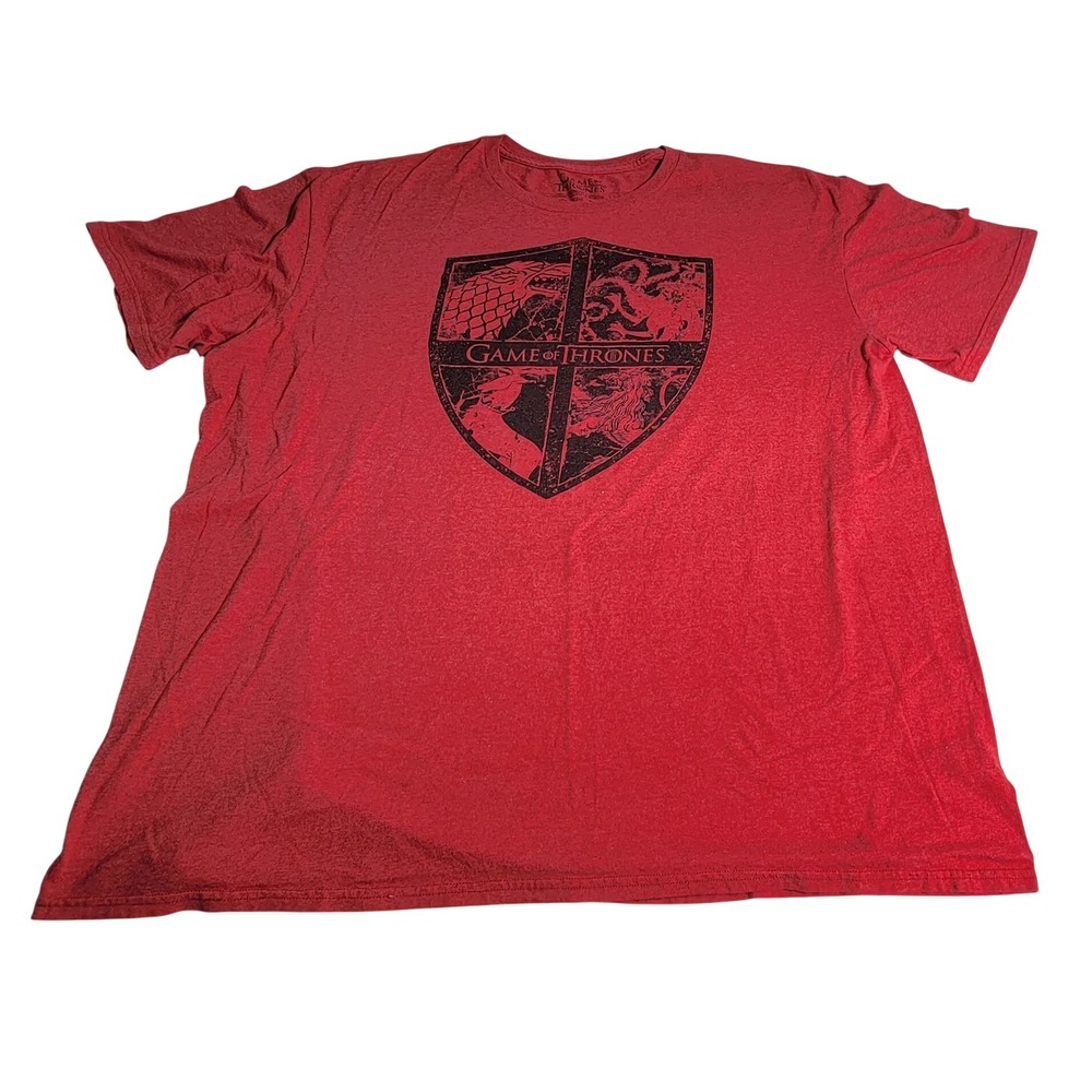 Game‎ of Thrones Mens 2XL Red Graphic Shield Crest T-Shirt HBO Short Sleeve Tee